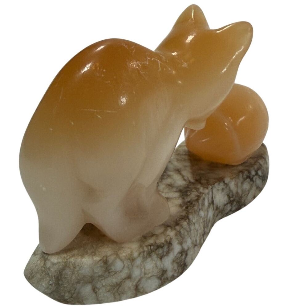 Stone Fox & Hedgehog Figurine on Granite Base - Picture 3 of 5